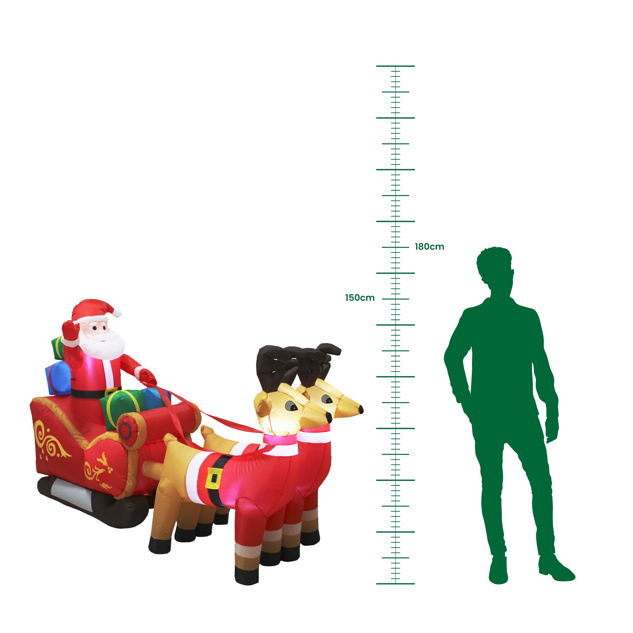 Traineau du Père Noël Gonflable avec Rennes